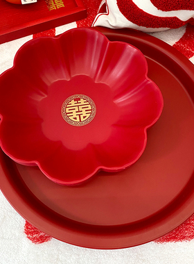 婚庆果盘家用红色塑料喜糖瓜子