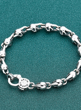 男女S925纯银樱花骷髅手链