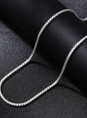 S925纯银饰品女款亮方百搭项链