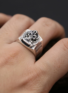 饰品美式风骷髅头男士复古戒指