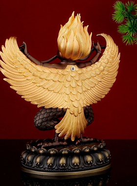 黄铜鎏金大鹏金翅鸟佛像仿尼泊尔金翅大鹏鸟供护高紫铜白铜摆件