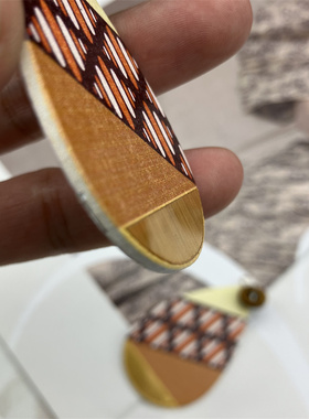 Bigearrings欧美几何木水滴耳环