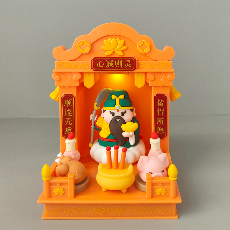 迷你国潮小神仙神龛摆件办公室桌面玩偶小佛龛财神爷如来神关二爷 - 图3