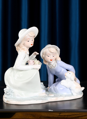 景德镇陶瓷家居摆件玄关欧式女孩