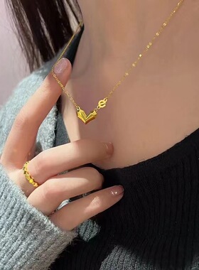 S925纯银气质小众高级感立体爱心项链女小红书抖音新款饰品爆款