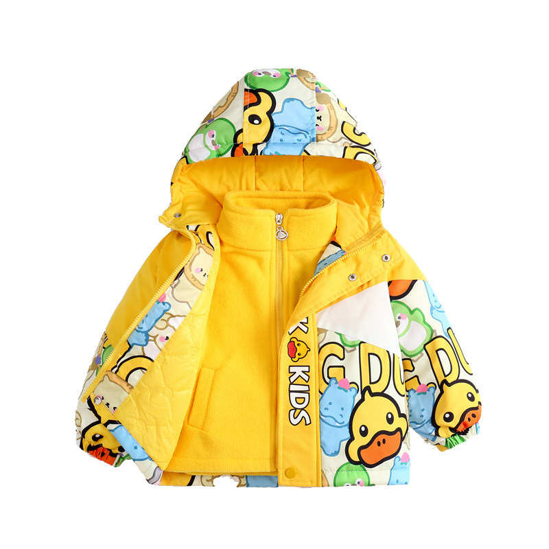 正品小黄鸭儿童两件套三合一冲锋衣男女童2025新款可拆卸夹棉外套,淘宝优惠券,粉丝福利购,淘宝优惠卷