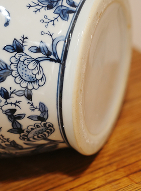 花鸟乌兰白釉青花瓷瓶家用客厅装饰摆件入户玄关水培插花器