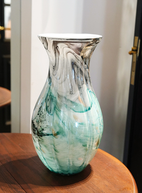 天水碧镜面琉璃花瓶家居桌面装饰艺术摆件玄关水培插画花器