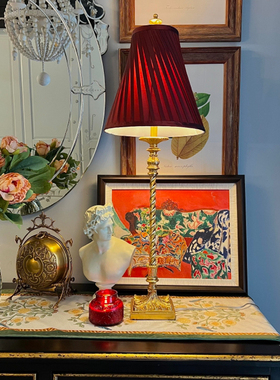 台灯/出口美国设计师款手工贴金箔红台灯
