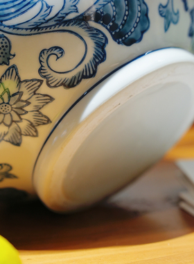 多子多福螺纹大肚青花瓷瓶家用客厅装饰摆件入户玄关水培插花器