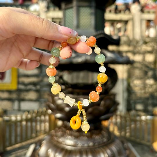 Golden Jade Pumpkin Bracelet Harvest Wealth Versatile