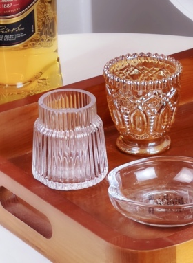 409禾樱中古出口法式ins小众玻璃烛台蜡烛家用浪漫烛光晚餐