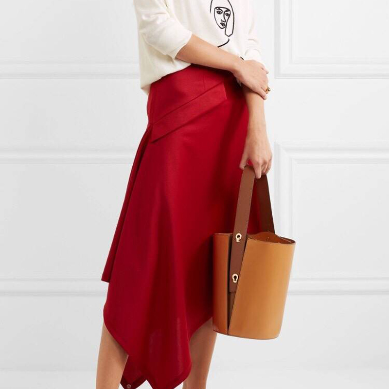 法国小众包包洋气新款2025高级感撞色手提单肩真皮大容量水桶包女 - 图0