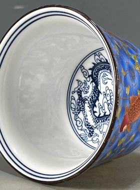 文玩古董古玩瓷器老货杂项捡漏大清乾隆年制鱼藻纹主人杯茶杯