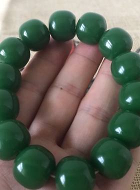 苹果绿色手串路路通转运珠手链菠菜绿色手串老形珠男女旺夫佛珠