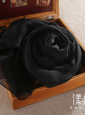 黑色平纹披肩大尺寸防晒围巾