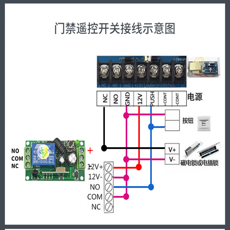 包邮无线遥控开关12V24V单路配皮带扣门禁灯具控制器电控锁遥控器 - 图2