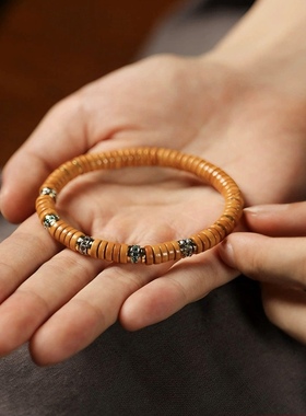 野生橄榄核手串直切药片珠高油密无白边彩钻风手链男女情侣手串