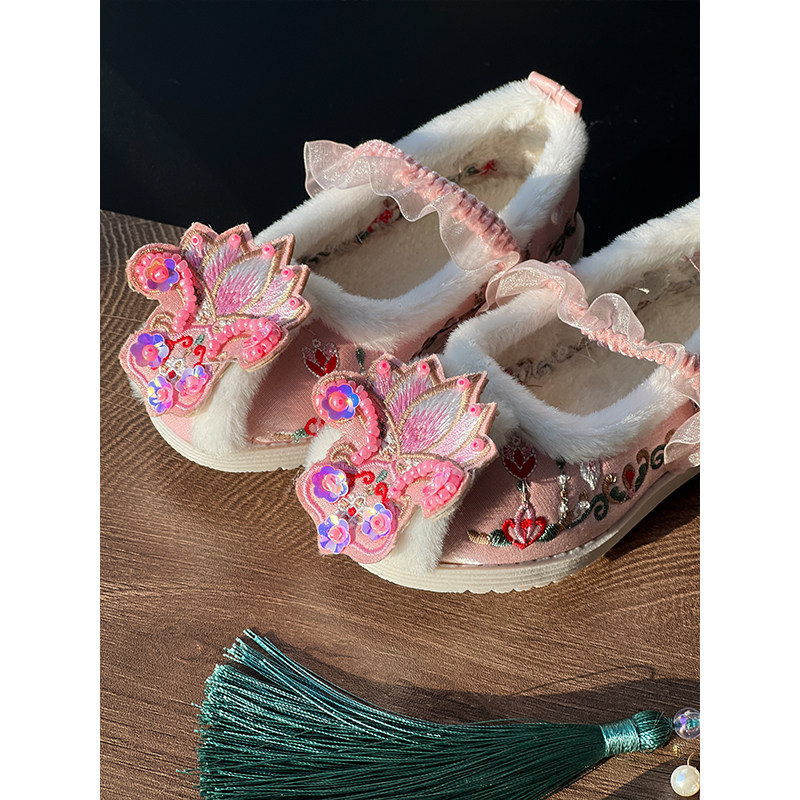 女童汉服鞋2025冬季新款儿童洋气拜年服棉鞋中国风加绒绣花鞋子,淘宝优惠券,粉丝福利购,淘宝优惠卷