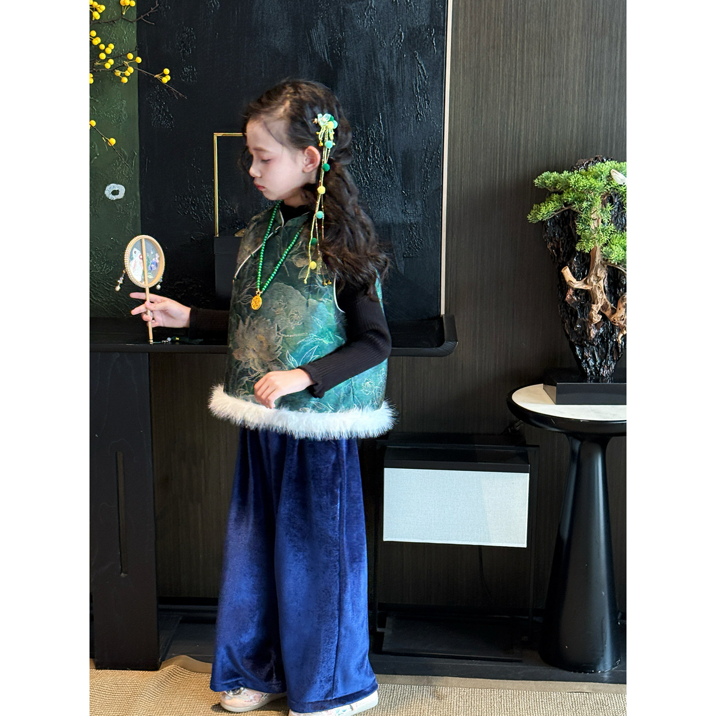 女童汉服2025冬季新款儿童唐装新中式套装女孩国风夹棉马甲阔腿裤,淘宝优惠券,粉丝福利购,淘宝优惠卷