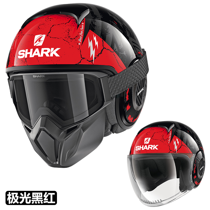 SHARK鲨鱼盔CITY-DRAK摩托车头盔四分之三拆卸复古机车鬼脸盔四季-图2