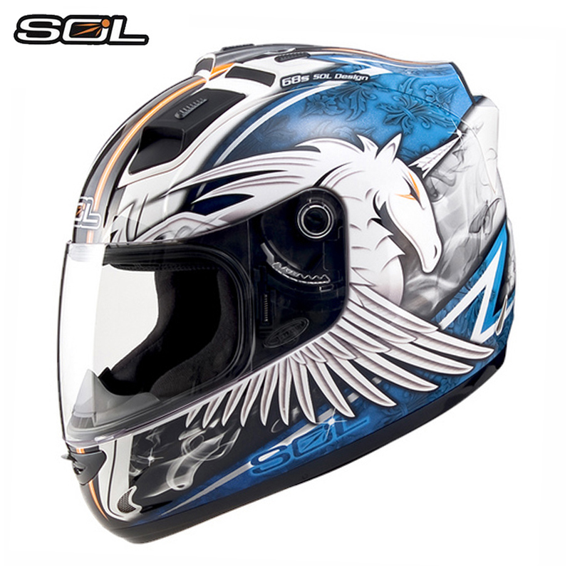 台湾SOL摩托车头盔 全盔 68S全盔带LED灯 巫师 独角兽二代头盔