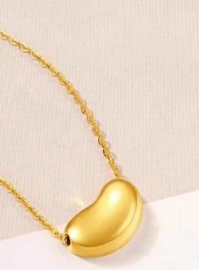 黄金包银首饰项链女黄金色相思豆小吊坠小金豆转运珠锁骨链送女友