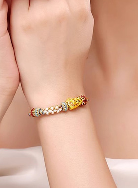 黄金包银手饰龙头珐琅龙首手串新年商务开业活动礼品手绳手链男女