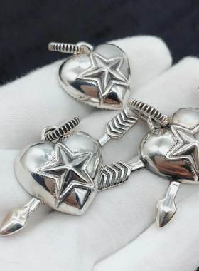 纳瓦霍爱心羽箭潮牌纯银个性吊坠