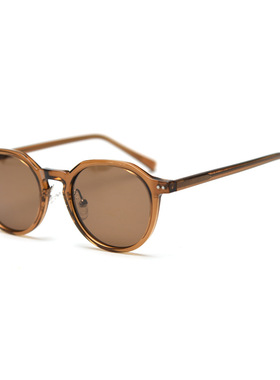 韩版新款TR90板材脚偏光太阳眼镜男女文艺圆形米钉墨镜防紫外线潮