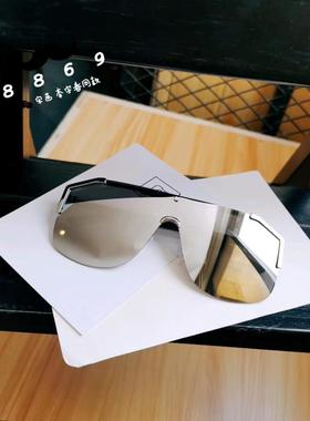 宋茜李宇春同款一体墨镜大脸男女款街拍方半框潮连体黄色太阳眼镜