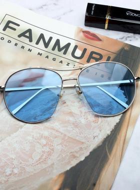 明星同款黄色海洋片圆脸男士墨镜