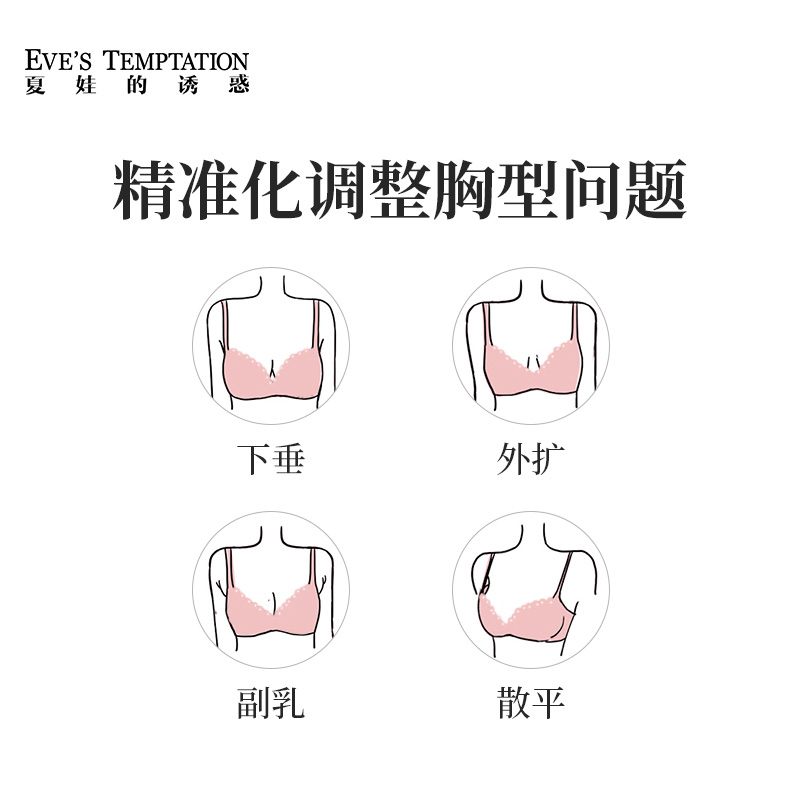 夏娃的诱惑夏季内衣女薄款蕾丝文胸大胸显小胸上托防下垂收副乳