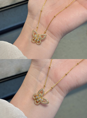 千夕 足金999镂空蝴蝶黄金吊坠女款情侣情人节七夕生日礼物送女友
