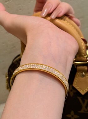 千夕 足金9995D满钻手镯黄金手镯女款情人节生日礼物送女友老婆