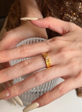 千夕 足金9995D点钻凤羽戒黄金戒指女款求婚情人节生日礼物送女友