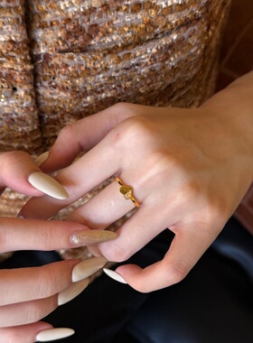 千夕足金9996D半钻倾心戒黄金戒指女款送女友七夕情人节生日礼物