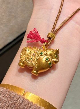 千夕 足金999金翠唐马黄金吊坠马年春节女款情人节生日礼物送女友