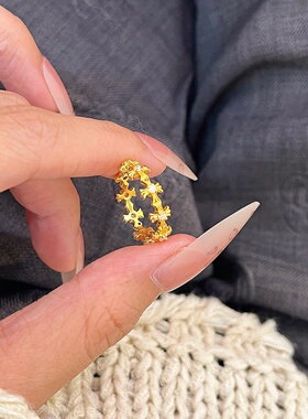 千夕足金9996D点钻圈十戒指黄金戒指女款送女友情人节生日礼物