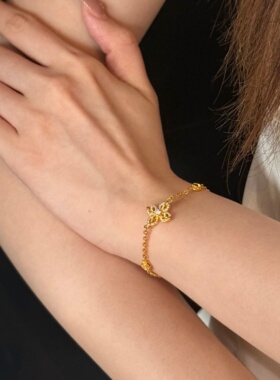 千夕 足金999金刚杵福币手链黄金手饰女款情人节生日礼物送女友