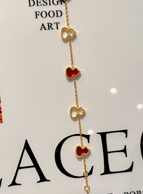 千夕 足金999红葫芦手链黄金手链女款情人节生日礼物送老婆女友