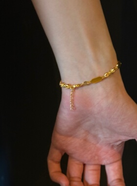 千夕 足金999金刚杵珐琅手链黄金手链女款情人节生日礼物送老婆