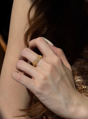 千夕足金999玫瑰花戒黄金戒指女款送女友七夕情人节生日礼物