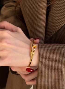 千夕 足金999钉子戒指黄金手镯女款新年情侣情人节生日礼物送女友