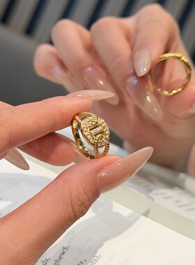 千夕 足金9995D双扣猪鼻黄金戒指女款求婚情人节生日礼物送女友