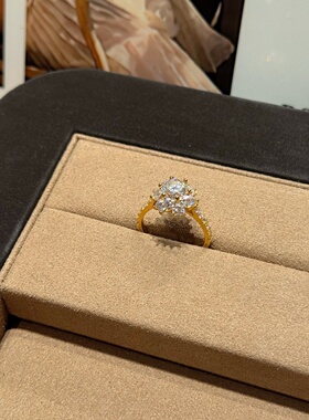 千夕 足金999太阳花戒指黄金戒指女款求婚情人节生日礼物送女友