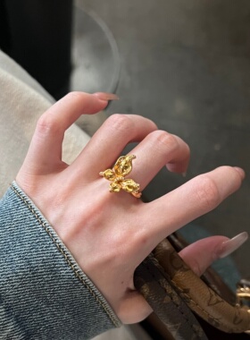 千夕足金999舞蝶戒黄金戒指女款送女友七夕情人节生日礼物