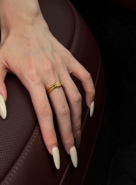 千夕 足金999方糖双环戒黄金戒指女款求婚情人节生日礼物送女友