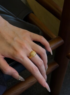 千夕 足金999方糖链条戒黄金戒指女款求婚情人节生日礼物送女友