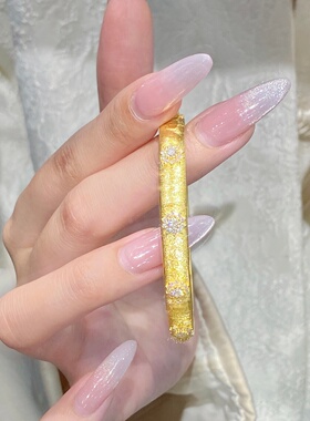 千夕 足金999太阳花拉丝黄金手镯女款情人节生日礼物送女友老婆